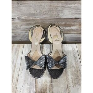 Stuart Weitzman Martinique Joseph Metallic Snakeskin Slingback Heels 6B Spain